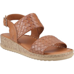 ) Hush Puppies Ebony Wide Fit Leather Women's Tan Sandals - Brown, 7 (Adults'