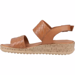 ) Hush Puppies Ebony Wide Fit Leather Women's Tan Sandals - Brown, 7 (Adults'