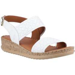 ) Hush Puppies Ebony Wide Fit Leather Women's White Sandals - White, 7 (Adults'