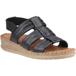 ) Hush Puppies Eden Gladiator Leather Women's Black Sandals - Black, 3 (Adults'