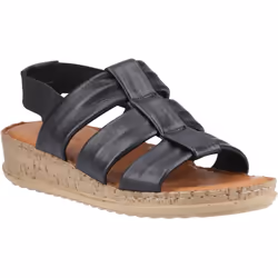 ) Hush Puppies Eden Gladiator Leather Women's Black Sandals - Black, 8 (Adults'