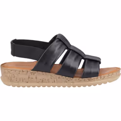 ) Hush Puppies Eden Gladiator Leather Women's Black Sandals - Black, 8 (Adults'