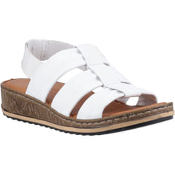 ) Hush Puppies Eden Gladiator Leather Women's White Sandals - White, 3 (Adults'