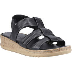 ) Hush Puppies Eden Wide Fit Leather Women's Black Sandals - Black, 7 (Adults'