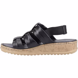 ) Hush Puppies Eden Wide Fit Leather Women's Black Sandals - Black, 8 (Adults'
