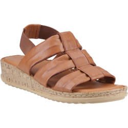 ) Hush Puppies Eden Wide Fit Leather Women's Tan Sandals - Brown, 7 (Adults'