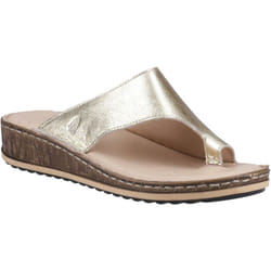 ) Hush Puppies Elissa Toepost Suede Women's Gold Sandals - Gold, 5 (Adults'