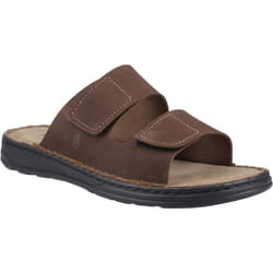 ) Hush Puppies Eugene Leather Men's Brown Sandals - Brown, 9 (Adults'