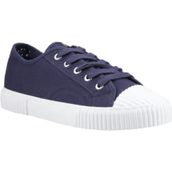 ) Hush Puppies Freya Canvas Textile Women's Navy Trainers - Blue, 3 (Adults'