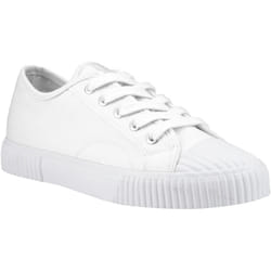 ) Hush Puppies Freya Canvas Textile Women's White Trainers - White, 4 (Adults'