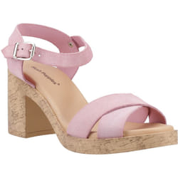 ) Hush Puppies Georgia Cork Leather Women's Blush Sandals - Pink, 5 (Adults'