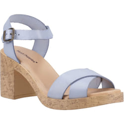 ) Hush Puppies Georgia Cork Leather Women's Blue Sandals - Blue, 7 (Adults'