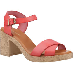 ) Hush Puppies Georgia Cork Leather Women's Coral Sandals - Red, 7 (Adults'