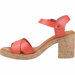 ) Hush Puppies Georgia Cork Leather Women's Coral Sandals - Red, 7 (Adults'