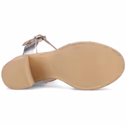 ) Hush Puppies Georgia Cork Leather Women's Silver Sandals - Silver, 7 (Adults'