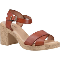 ) Hush Puppies Georgia Cork Leather Women's Tan Sandals - Brown, 5 (Adults'