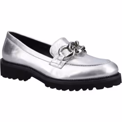 ) Hush Puppies Gianna Leather Women's Silver Loafers - Silver, 7 (Adults'