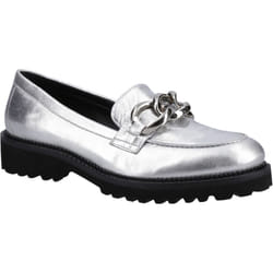 ) Hush Puppies Gianna Leather Women's Silver Loafers - Silver, 7 (Adults'