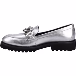 ) Hush Puppies Gianna Leather Women's Silver Loafers - Silver, 7 (Adults'