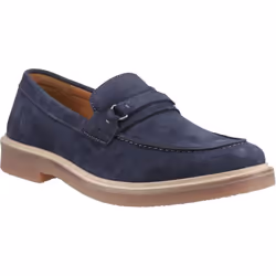 ) Hush Puppies Gryffin Leather Men's Navy Loafers - Blue, 8 (Adults'