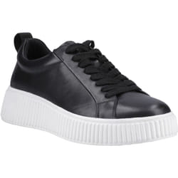 ) Hush Puppies Harlow Leather Women's Black Trainers - Black, 4 (Adults'
