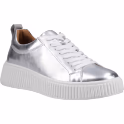 ) Hush Puppies Harlow Leather Women's Silver Trainers - Silver, 4 (Adults'