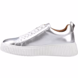 ) Hush Puppies Harlow Leather Women's Silver Trainers - Silver, 4 (Adults'