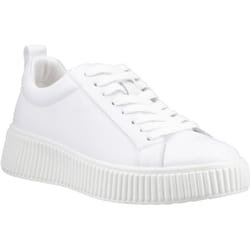 ) Hush Puppies Harlow Leather Women's White Trainers - White, 4 (Adults'