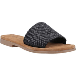 ) Hush Puppies Hetty Slide Leather Women's Black Sandals - Black, 8 (Adults'