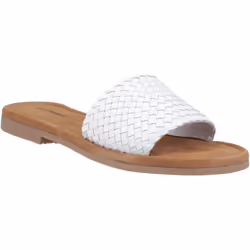 ) Hush Puppies Hetty Slide Leather Women's White Sandals - White, 8 (Adults'