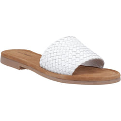 ) Hush Puppies Hetty Slide Leather Women's White Sandals - White, 8 (Adults'