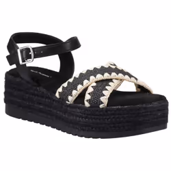 ) Hush Puppies Jemma Espadrille Polyurethane Women's Black Sandals - Black, 4 (Adults'