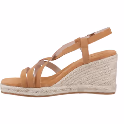) Hush Puppies Jenny Espadrille Wedge Suede Women's Tan Wedges - Brown, 7 (Adults'