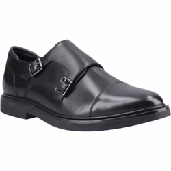 ) Hush Puppies Kane Leather Men's Black Double Monk Shoes - Black, 7 (Adults'