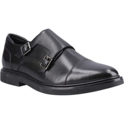 ) Hush Puppies Kane Leather Men's Black Double Monk Shoes - Black, 8 (Adults'