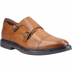 ) Hush Puppies Kane Leather Men's Tan Double Monk Shoes - Brown, 10 (Adults'