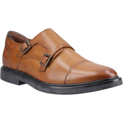 ) Hush Puppies Kane Leather Men's Tan Double Monk Shoes - Brown, 10 (Adults'