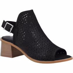 ) Hush Puppies Louise Heeled Leather Women's Black Sandals - Black, 6 (Adults'