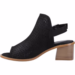 ) Hush Puppies Louise Heeled Leather Women's Black Sandals - Black, 6 (Adults'