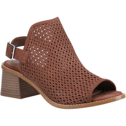 ) Hush Puppies Louise Heeled Leather Women's Brown Sandals - Brown, 7 (Adults'