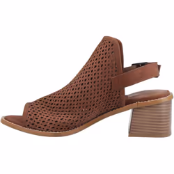 ) Hush Puppies Louise Heeled Leather Women's Brown Sandals - Brown, 8 (Adults'