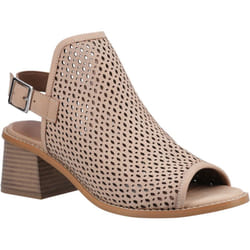 ) Hush Puppies Louise Heeled Leather Women's Taupe Sandals - Brown, 6 (Adults'
