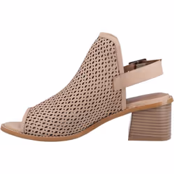 ) Hush Puppies Louise Heeled Leather Women's Taupe Sandals - Brown, 7 (Adults'