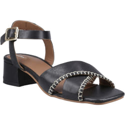 ) Hush Puppies Lyla Heeled Leather Women's Black Sandals - Black, 4 (Adults'