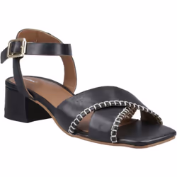 ) Hush Puppies Lyla Heeled Leather Women's Black Sandals - Black, 6 (Adults'