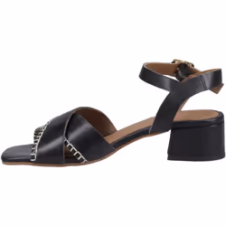 ) Hush Puppies Lyla Heeled Leather Women's Black Sandals - Black, 6 (Adults'