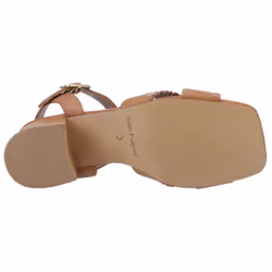 ) Hush Puppies Lyla Heeled Leather Women's Tan Sandals - Brown, 3 (Adults'