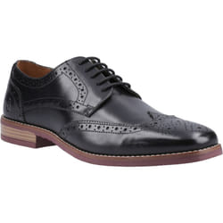 ) Hush Puppies Mack Leather Men's Black Brogues Shoes - Black, 7 (Adults'