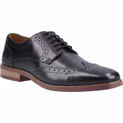 ) Hush Puppies Mack Leather Men's Black Brogues Shoes - Black, 8 (Adults'