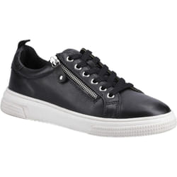 ) Hush Puppies Martha Leather Women's Black Trainers - Black, 7 (Adults'
